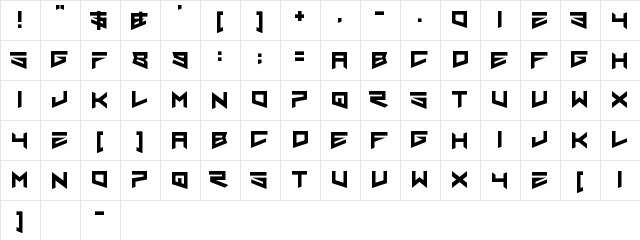 Nero Regular  glyph index