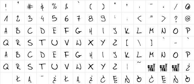 mikfont Regular  glyph index