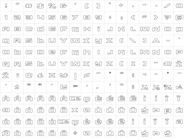 Northstar Outline Regular  glyph index