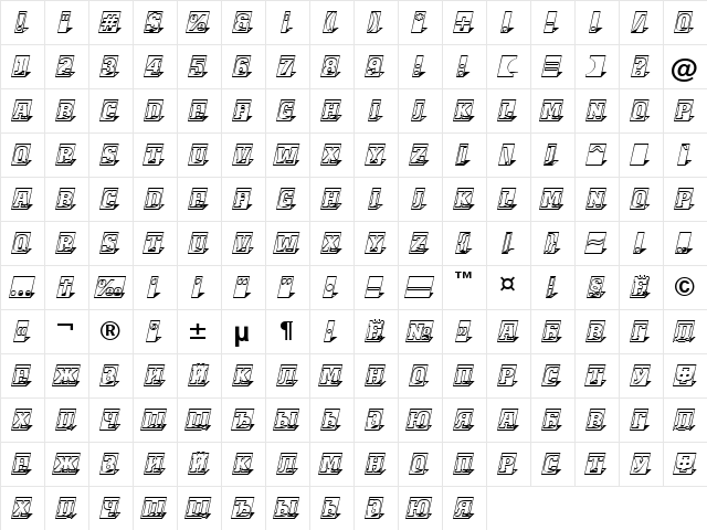 a_MonumentoTtlCm3DSh Normal  glyph index