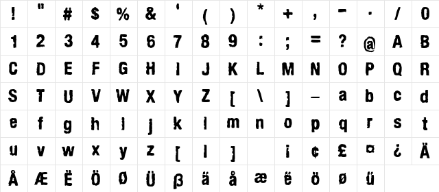 ArmyChalk Regular  glyph index