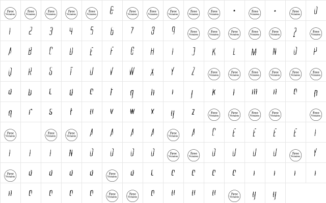 Mystic Forest Free Trial Regular  glyph index