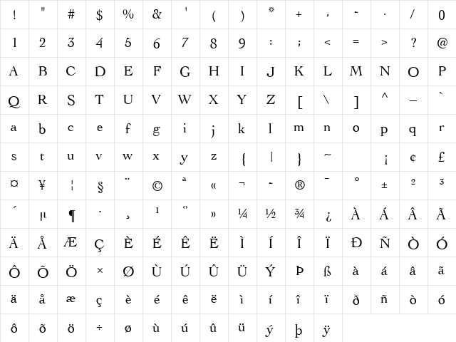 Badr LT Light  glyph index