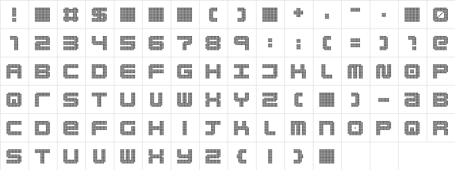 pizzo Regular  glyph index