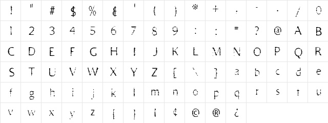 StinkyMovement Regular  glyph index