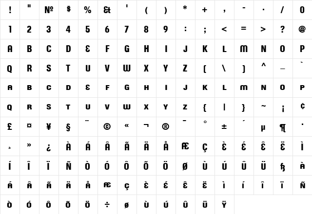 CorpusGothic Regular  glyph index