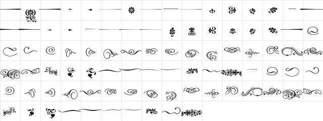 Dalliance Flourishes  glyph index