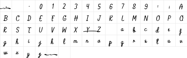 ALASKA Coffee Regular  glyph index