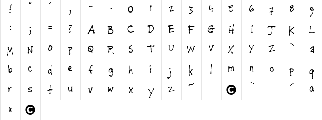 Napkin The Modern  glyph index