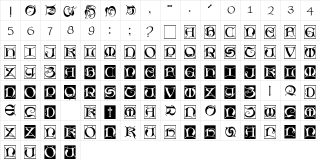 MissalUncialeBricks Regular  glyph index