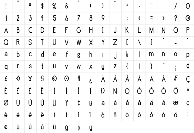 FZ BASIC 4 COND Normal  glyph index