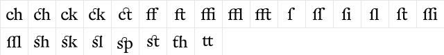 DTLFleischmannT Alt  glyph index