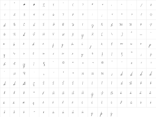 BeerDip Regular  glyph index