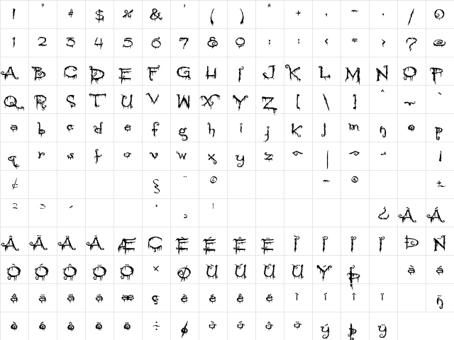 Pyrite Crypt Regular  glyph index