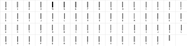 Another barcode font Regular  glyph index