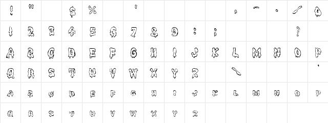 Melting Ice Regular  glyph index