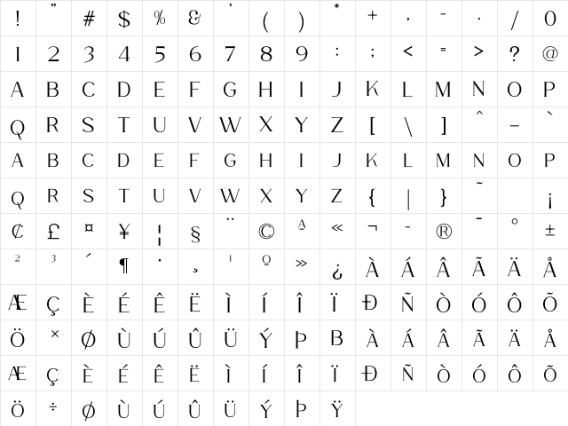 La Fleur Regular  glyph index