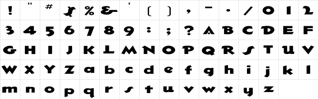 Hotshot Ex Regular  glyph index