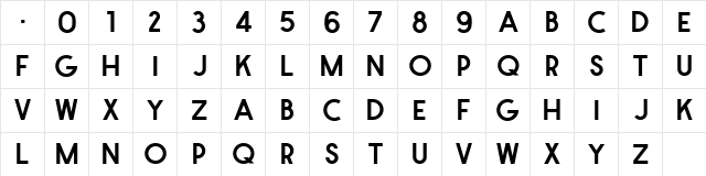 Metalarts 104 20th Century Regular  glyph index