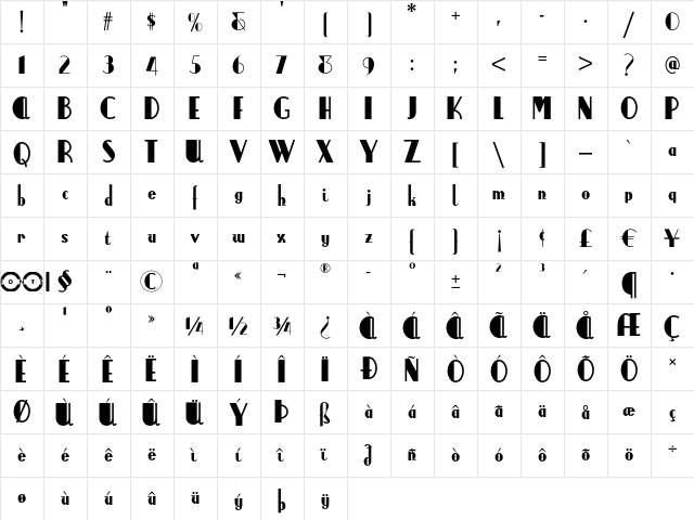 Anchor Steam NF Regular  glyph index