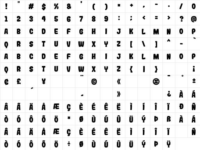 Gogono Cocoa Mochi Regular  glyph index