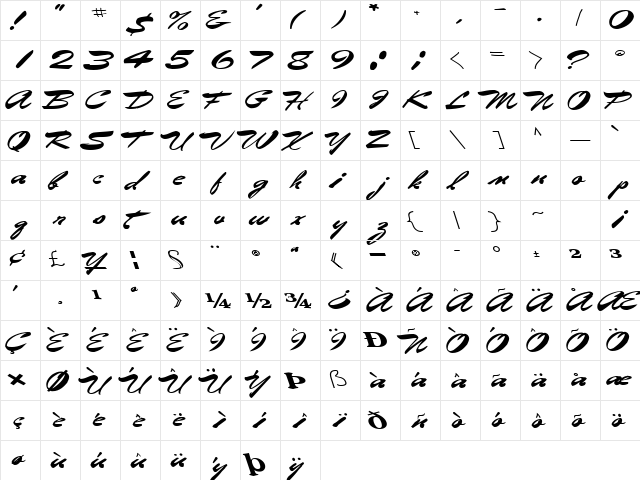 EggShell61 Bold  glyph index