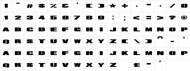 Mr. Machine Normal  glyph index