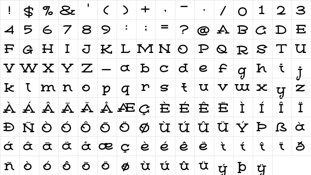 Vixen Deer Regular  glyph index