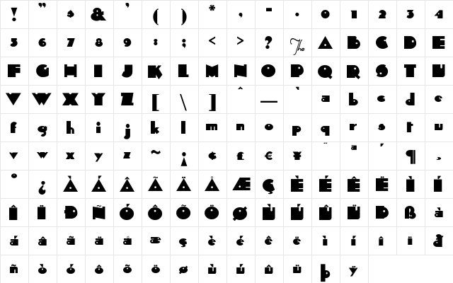 Sid-theKid Regular  glyph index
