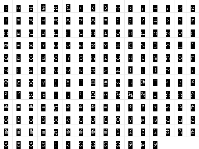 Bubbledot Medium  glyph index