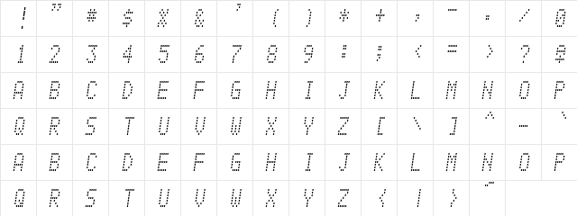 Arranged Blocks Regular  glyph index