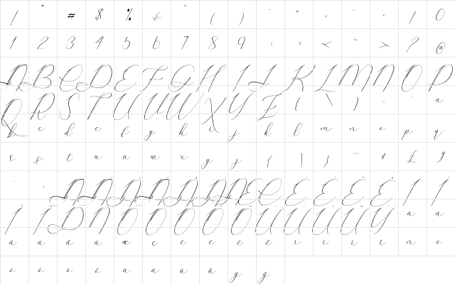 Amalyara Regular  glyph index