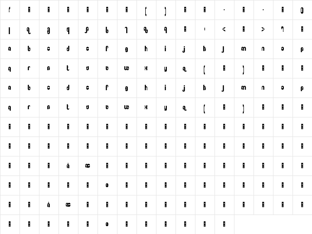 Pseudolux Regular  glyph index
