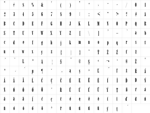 ArsisDEEReg Regular  glyph index