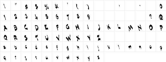 ShlopHappyReMix Regular  glyph index