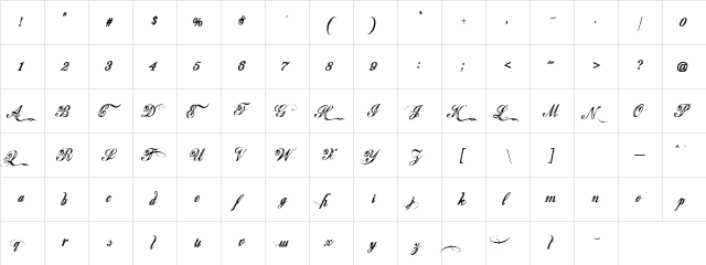 Justice by Dirt2 Regular  glyph index