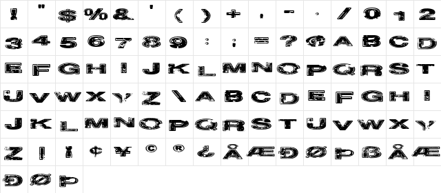 Project Z Regular  glyph index