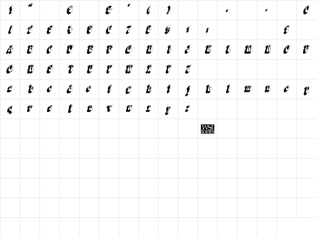 BoopShadow Italic  glyph index
