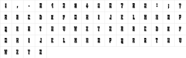 Tombola Regular  glyph index