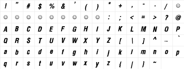 Newside FP Alternate Italic  glyph index