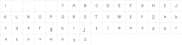 Zombuman Regular  glyph index