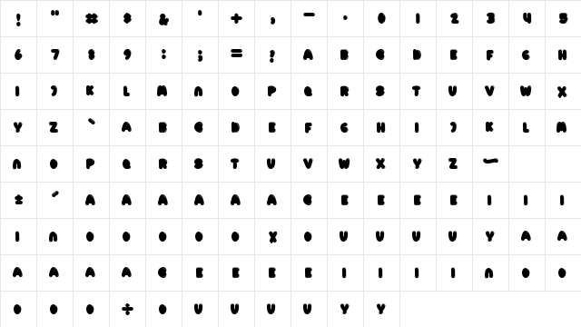 Hello Vanilla Regular  glyph index