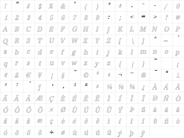 IrisBeckerGradoN-Medium Italic  glyph index