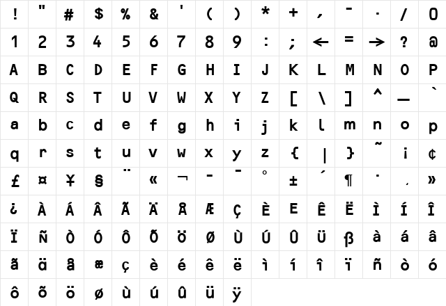 F2FOCRBczyk LT Std Bold Regular  glyph index