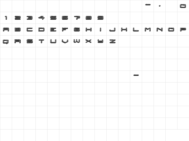 Posthuman Regular  glyph index