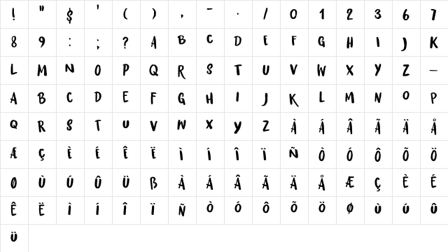 Twisted System DEMO Regular  glyph index