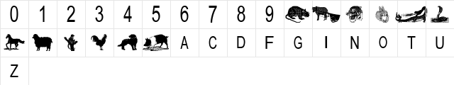 tungfont zodiac 2 Regular  glyph index