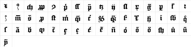 Historical Medium  glyph index