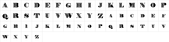 Rechnung Regular  glyph index