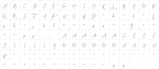 B Luna Piena Demo Regular  glyph index